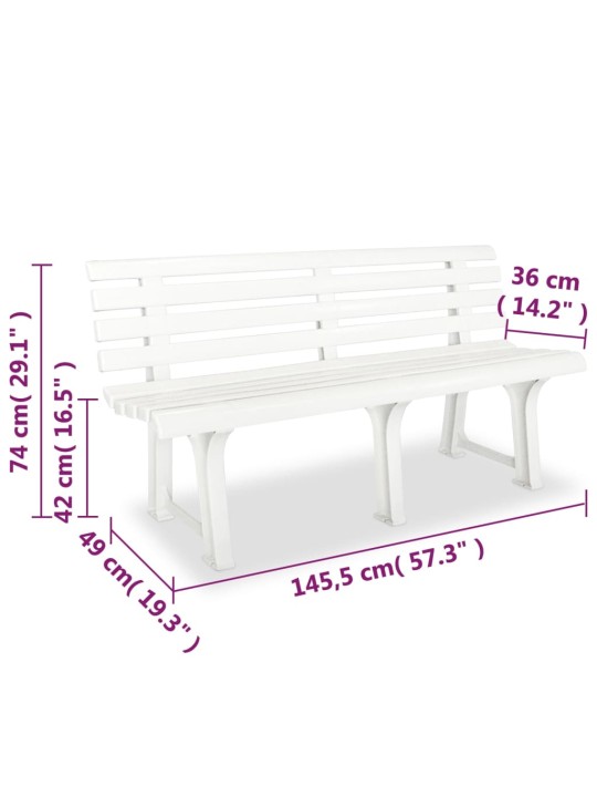 Dārza sols, 145,5 cm, plastmasa, balts