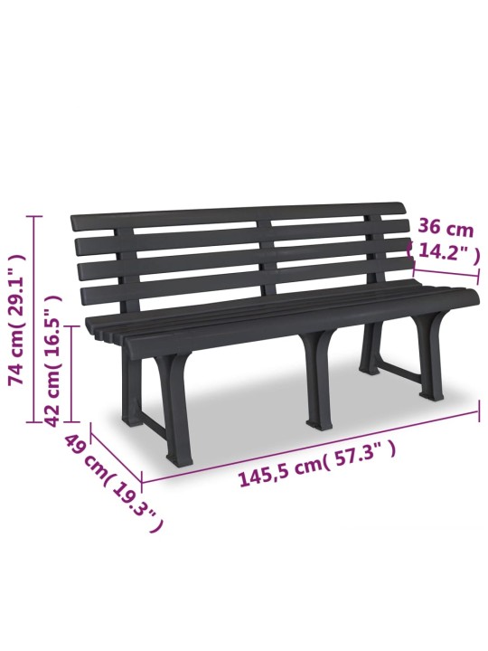 Dārza sols, 145,5 cm, plastmasa, antracītpelēks