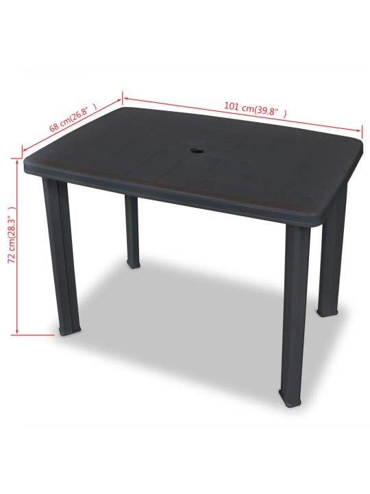 Dārza galds, 101x68x72 cm, antracītpelēka plastmasa