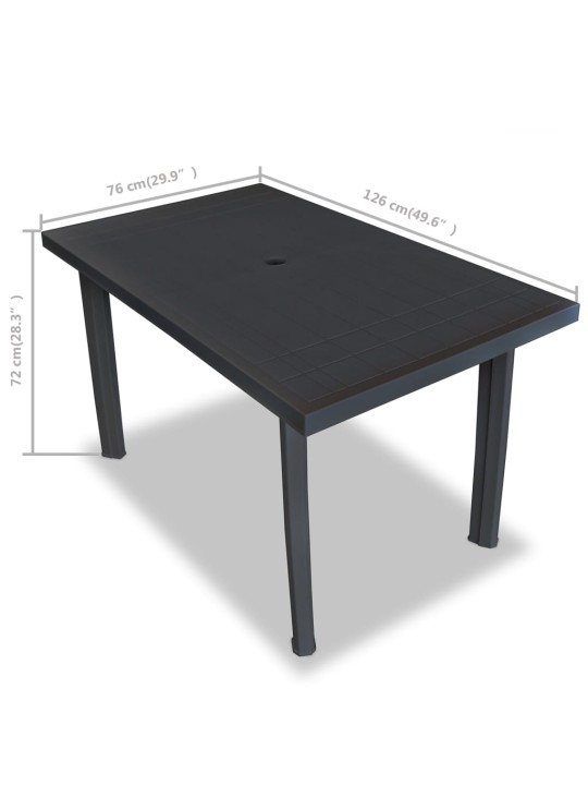 Dārza galds, 126x76x72 cm, antracītpelēka plastmasa