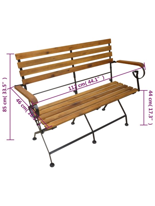 Saliekams dārza sols, 112 cm, akācijas masīvkoks