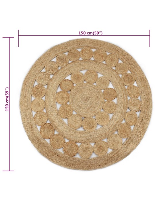 Paklājs, pīts, apaļš, 150 cm, džuta