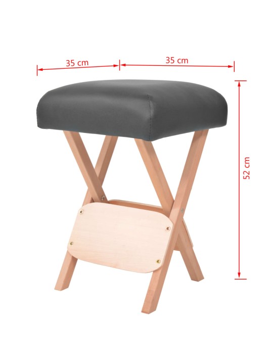 Saliekams masāžas krēsls, 12 cm biezs sēdeklis, 2 balsti, melns
