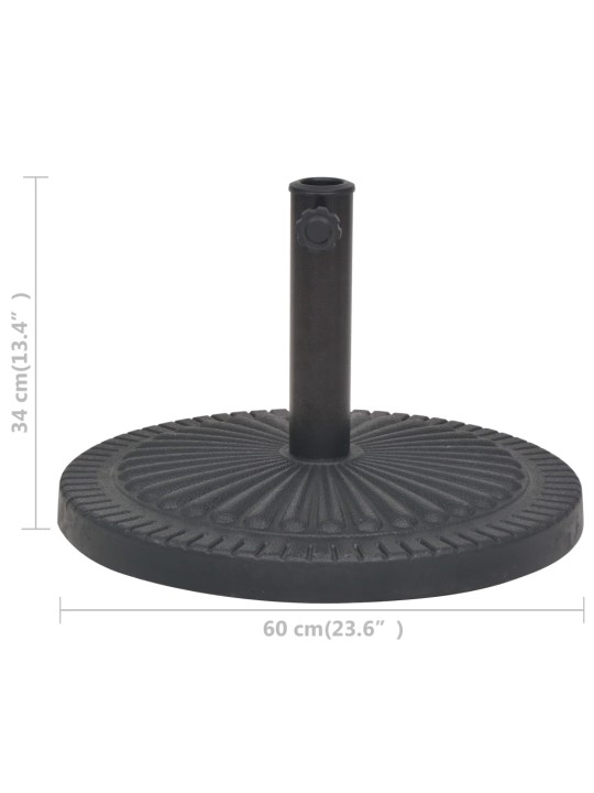 Saulessarga pamatne, sveķu materiāls, apaļa, melna, 29 kg