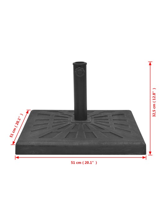Saulessarga pamatne, sveķu materiāls, kvadrātveida, melna, 19kg