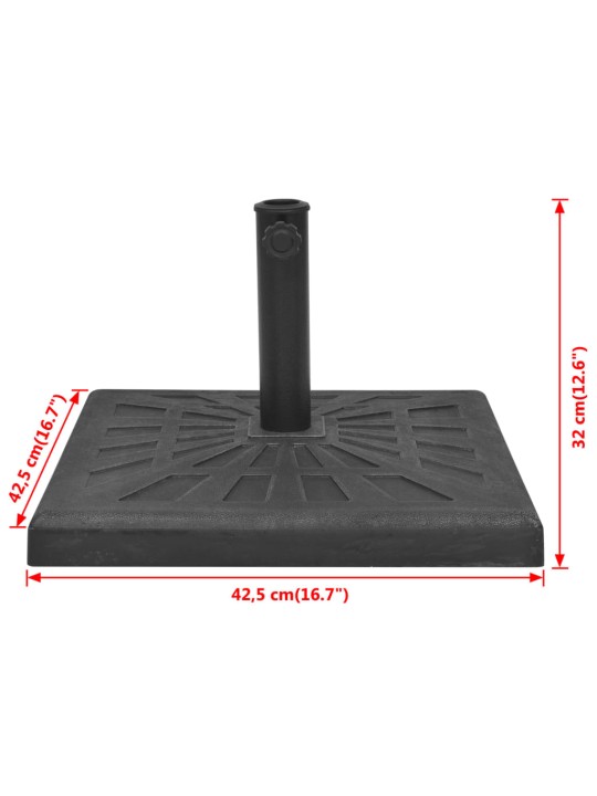 Saulessarga pamatne, sveķu materiāls, kvadrātveida, melna, 12kg