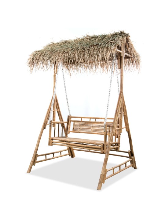 Divvietīgs dārza šūpuļsols, palmu lapas, bambuss, 202 cm