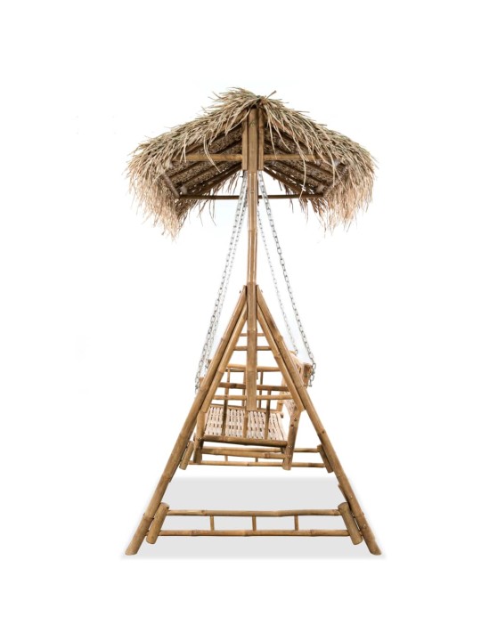 Divvietīgs dārza šūpuļsols, palmu lapas, bambuss, 202 cm