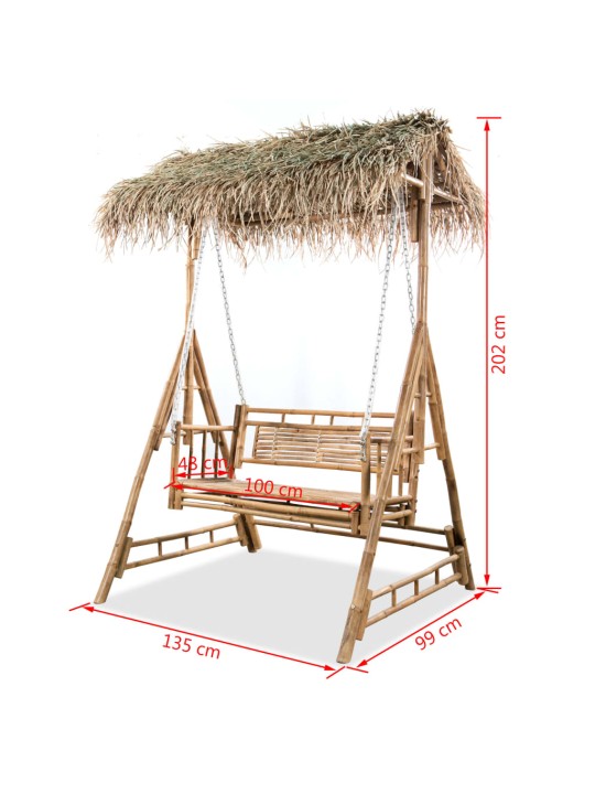 Divvietīgs dārza šūpuļsols, palmu lapas, bambuss, 202 cm