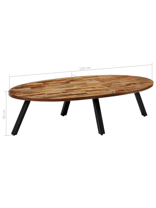 Kafijas galdiņš, 120x60x30cm, ovāls, pārstrādāts masīvs tīkkoks
