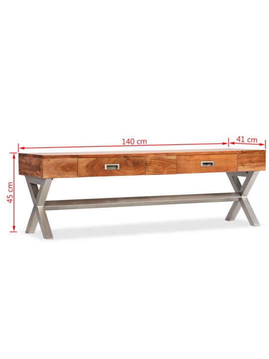 Tv skapītis ar atvilktnēm, 140 cm, akācijas masīvkoks