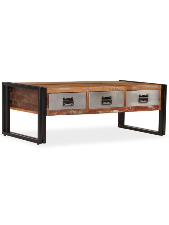 Kafijas galdiņš ar 3 atvilktnēm, 100x50x35 cm, pārstrādāts koks