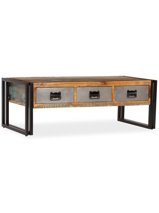 Kafijas galdiņš ar 3 atvilktnēm, 100x50x35 cm, pārstrādāts koks