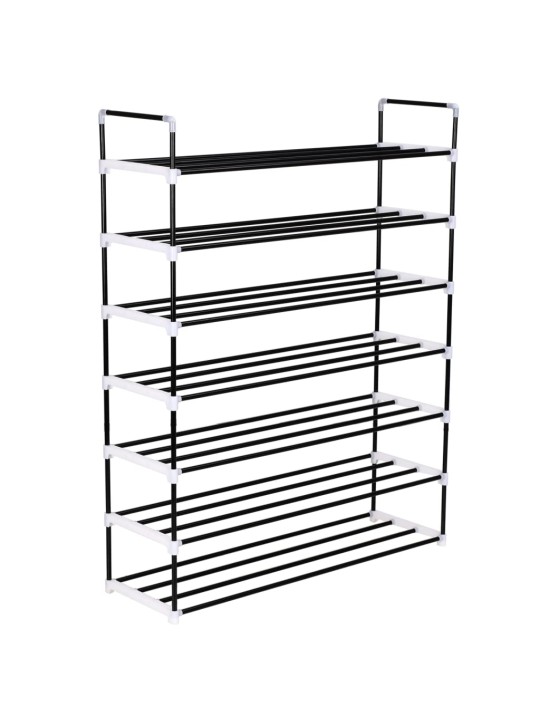 Apavu skapis, 7 plaukti, metāls, plastmasa, melns