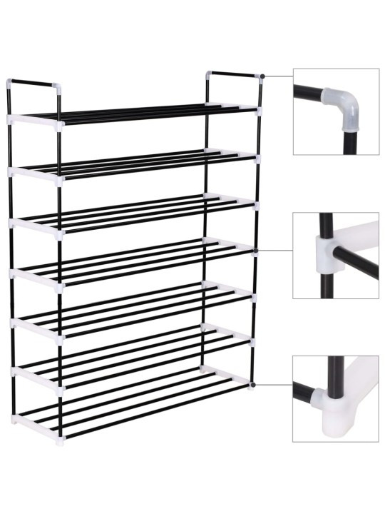 Apavu skapis, 7 plaukti, metāls, plastmasa, melns