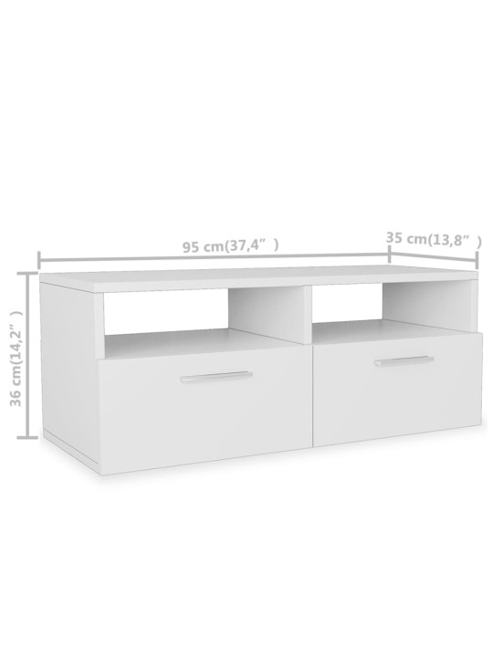 Tv skapītis, inženierijas koks, 95x35x36 cm, balts