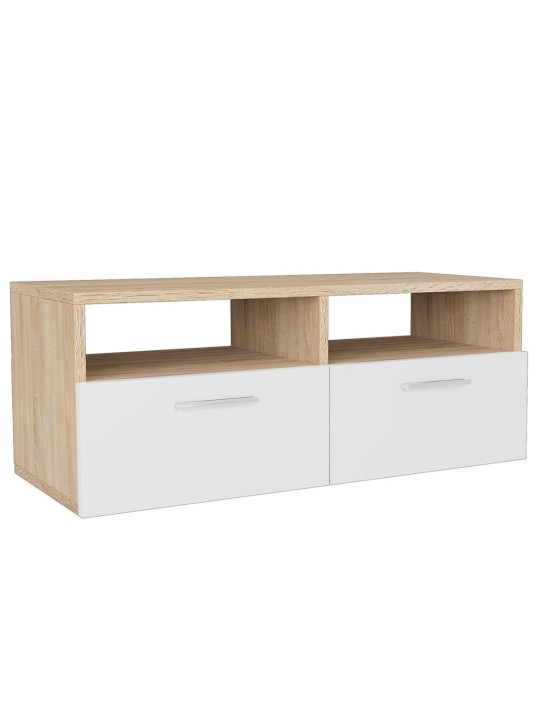 Tv skapītis, inženierijas koks, 95x35x36 cm, ozolkoka un balts