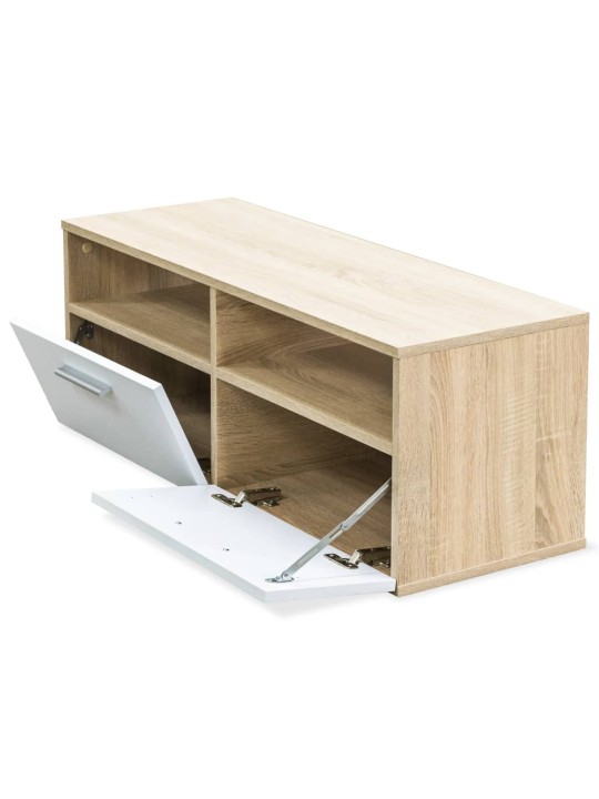 Tv skapītis, inženierijas koks, 95x35x36 cm, ozolkoka un balts