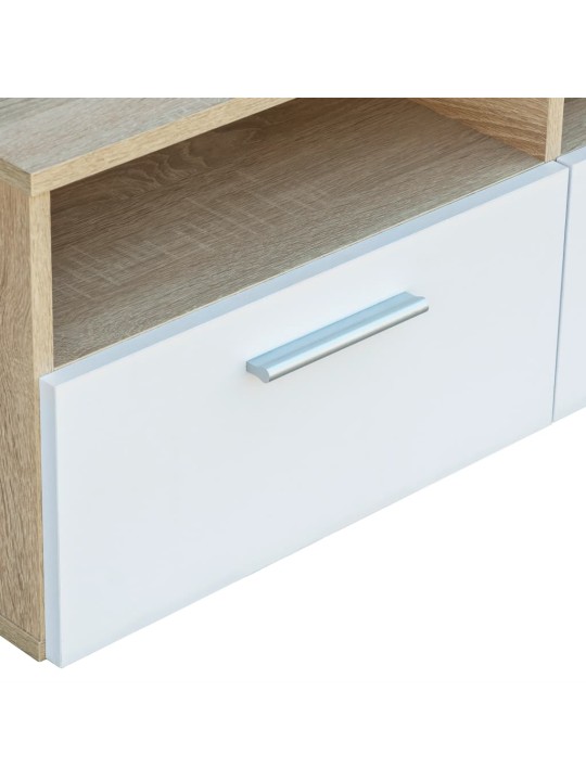 Tv skapītis, inženierijas koks, 95x35x36 cm, ozolkoka un balts