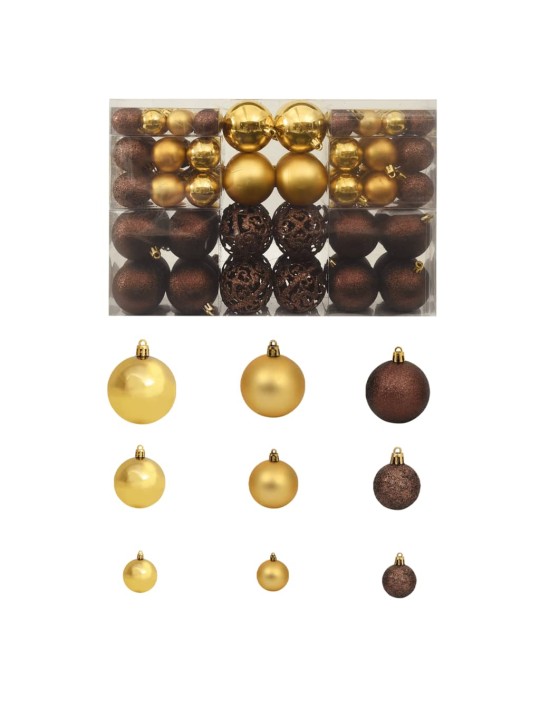 Ziemassvētku bumbas, 100 gab., 3/4/6 cm, brūnas, bronzas, zelta