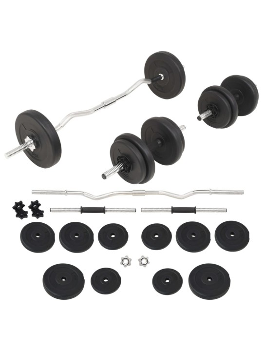 Svaru stieņu un hanteļu komplekts, 30 kg