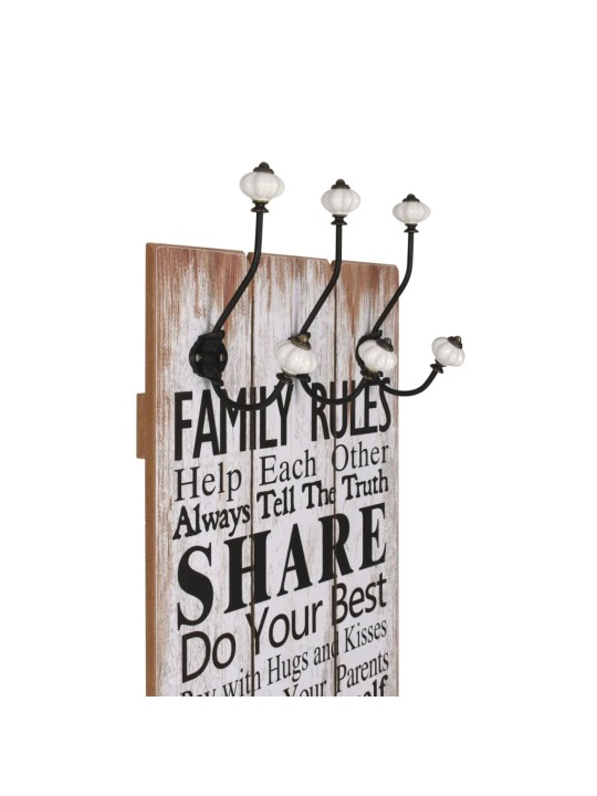 Drēbju pakaramais family rules, 120x40 cm, 6 āķīši