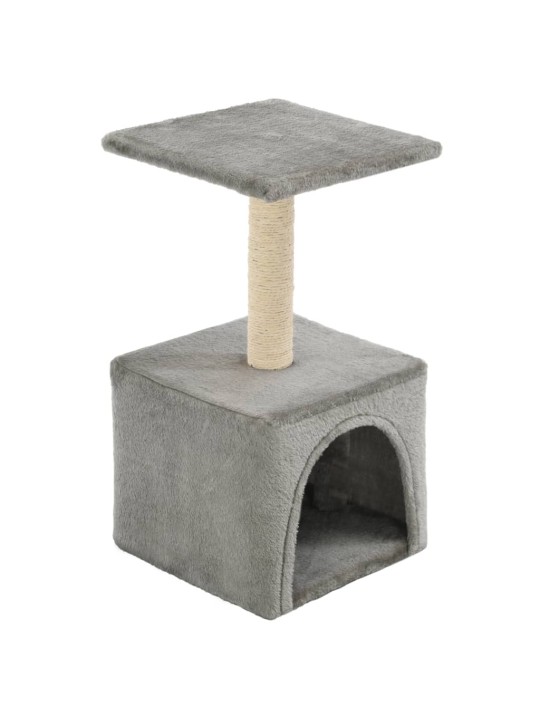 Kaķu māja ar sizala stabu nagu asināšanai, 55 cm, pelēka