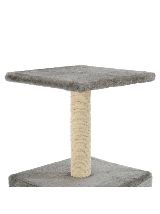Kaķu māja ar sizala stabu nagu asināšanai, 55 cm, pelēka