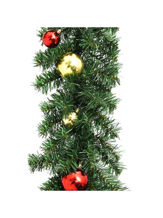 Ziemassvētku vītne, izrotāta ar bumbiņām un led lampiņām, 10 m