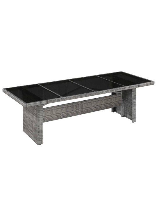 Dārza galds, 240x90x74 cm, pe rotangpalma, stikls