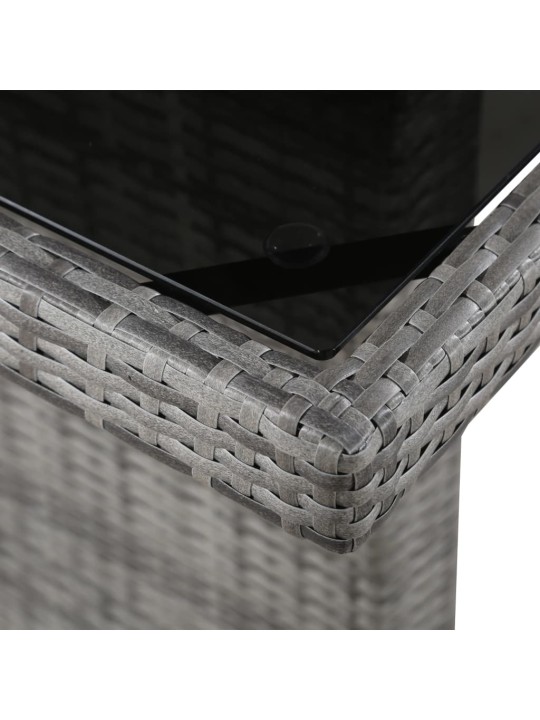 Dārza galds, 240x90x74 cm, pe rotangpalma, stikls