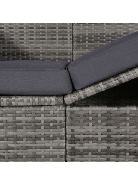 Dārza gulta ar jumtiņu, pelēka, 205x62 cm, pe rotangpalma