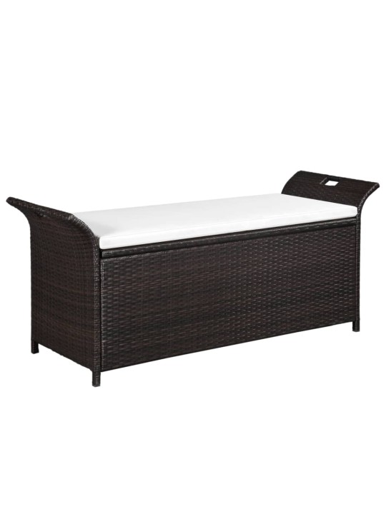 Uzglabāšanas sols ar matraci, 138 cm, PE rotangpalma, brūns