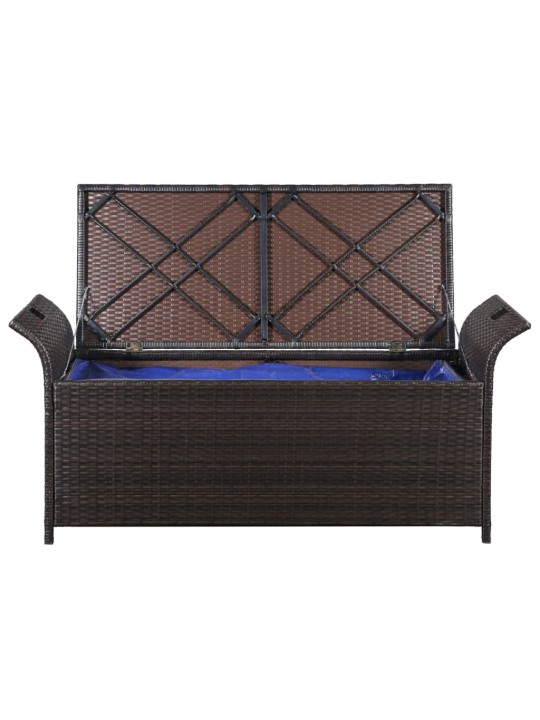 Uzglabāšanas sols ar matraci, 138 cm, PE rotangpalma, brūns