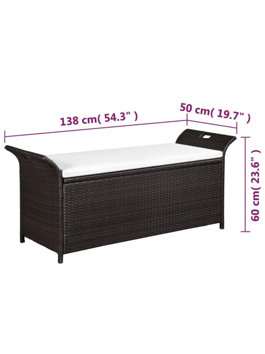 Uzglabāšanas sols ar matraci, 138 cm, PE rotangpalma, brūns