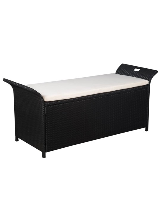 Uzglabāšanas sols ar matraci, 138 cm, PE rotangpalma, melns