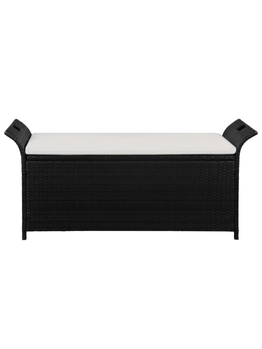 Uzglabāšanas sols ar matraci, 138 cm, PE rotangpalma, melns