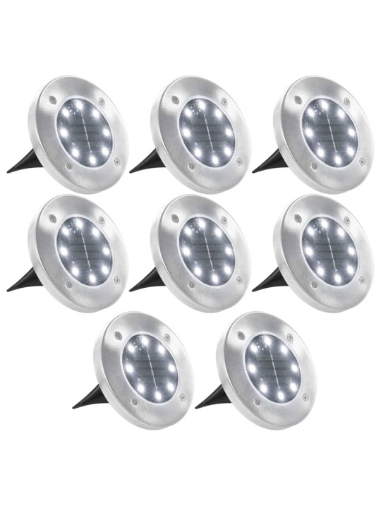 Solārās zemes lampas, 8 gab., led, baltas