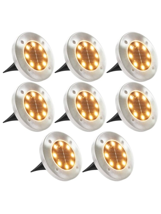 Solārās zemes lampas, 8 gab, led, silti baltas