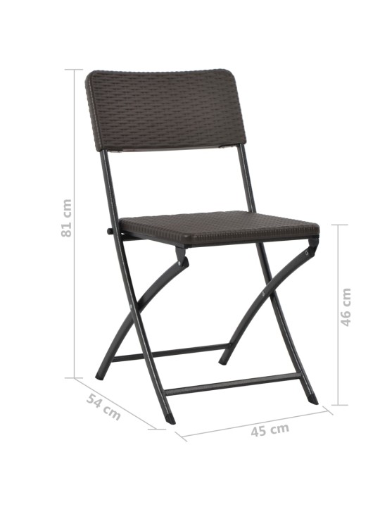 Saliekami dārza krēsli, 4 gab., hdpe, tērauds, brūni
