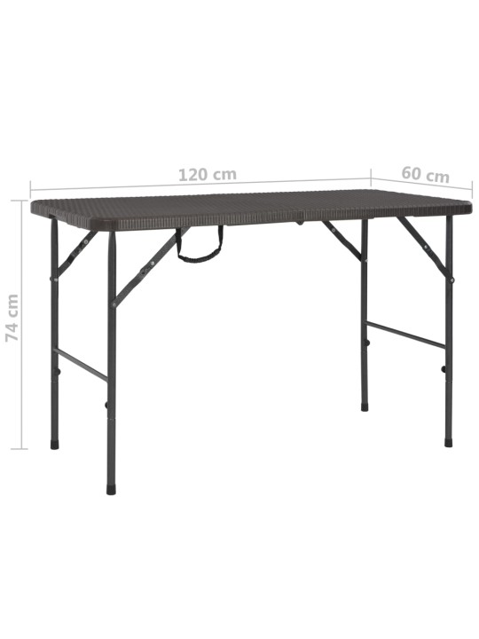 Saliekams dārza galds, brūns, 120x60x74 cm, hdpe, brūns pe