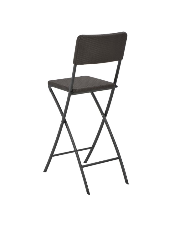Saliekami bāra krēsli, 2 gab., hdpe un tērauds, brūni