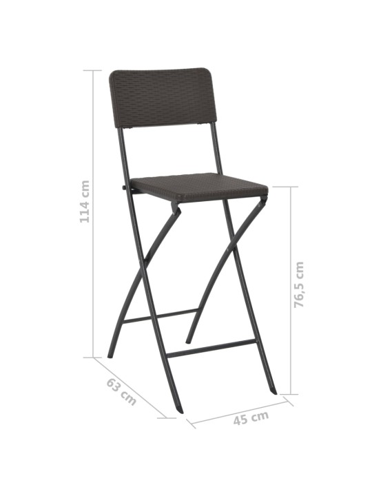 Saliekami bāra krēsli, 2 gab., hdpe un tērauds, brūni