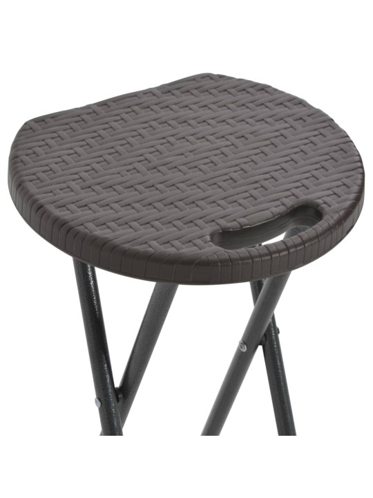Saliekami bāra krēsli, 2 gab., hdpe un tērauds, brūni
