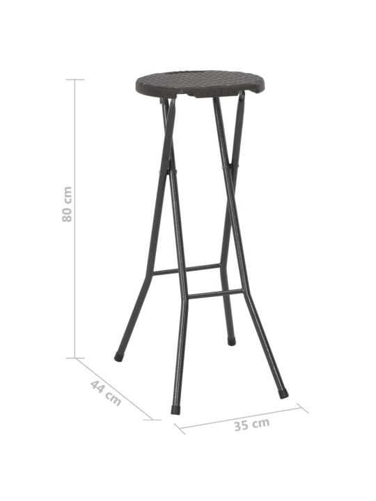 Saliekami bāra krēsli, 2 gab., hdpe un tērauds, brūni