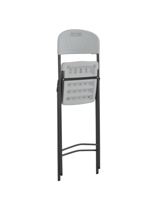 Saliekami bāra krēsli, 2 gab., hdpe, tērauds, balti