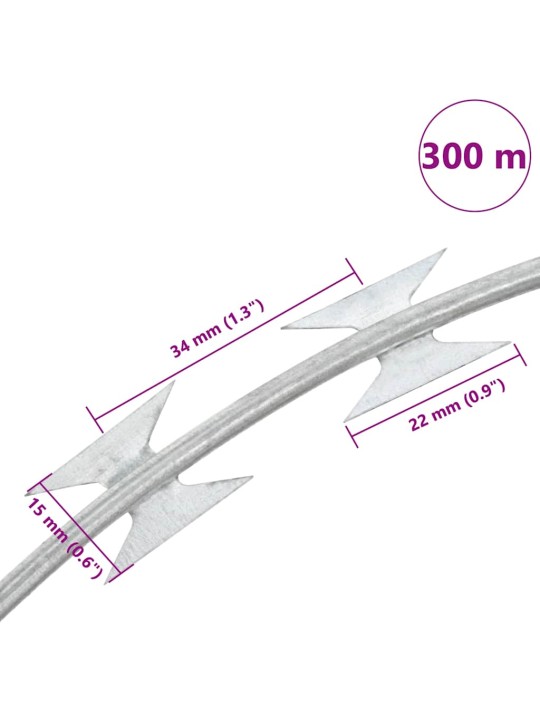 Spirālveida dzeloņstieple, cinkots tērauds, 300 m