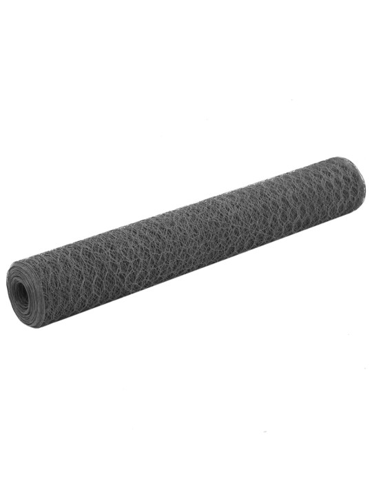Stiepļu žogs, tērauds ar pvc pārklājumu, 25x1 m, pelēks