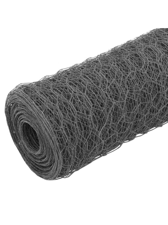 Stiepļu žogs, tērauds ar pvc pārklājumu, 25x1 m, pelēks
