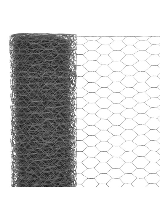 Stiepļu žogs, tērauds ar pvc pārklājumu, 25x1 m, pelēks